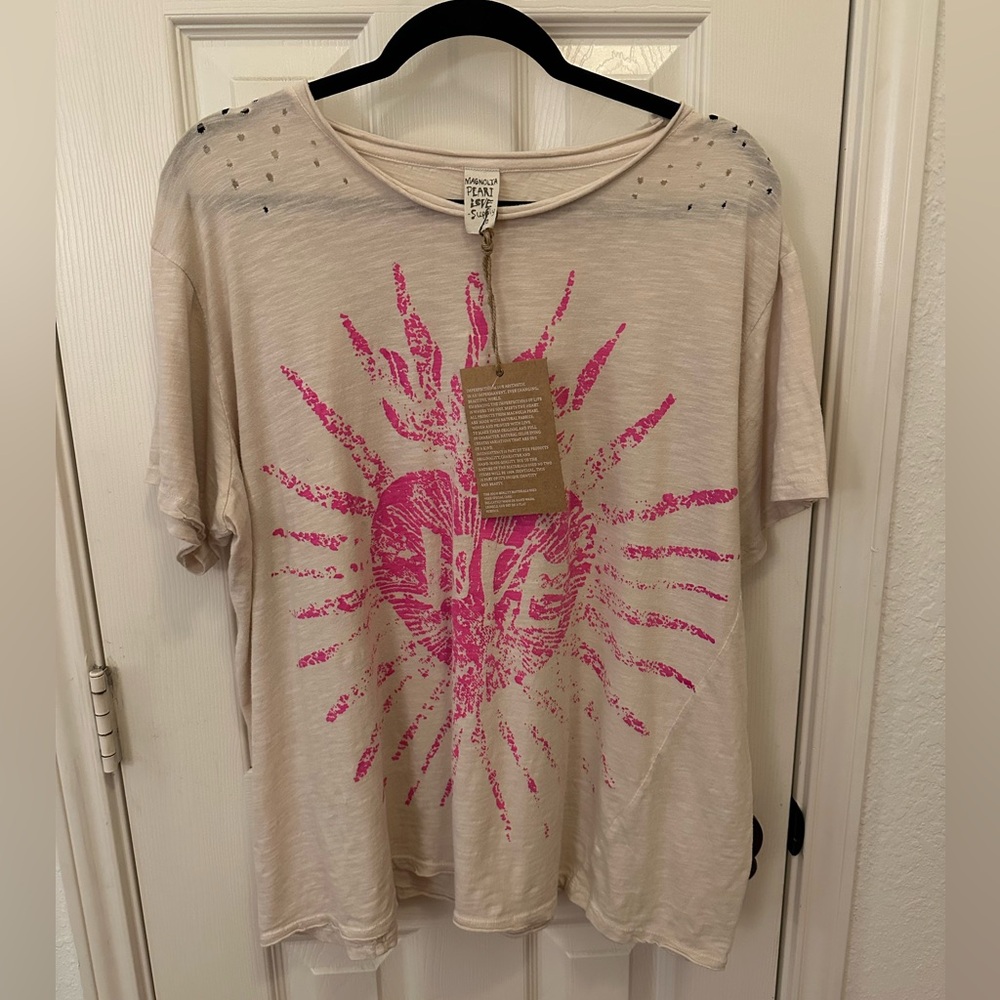 Magnolia Pearl Cream and Pink Graphic Tee
